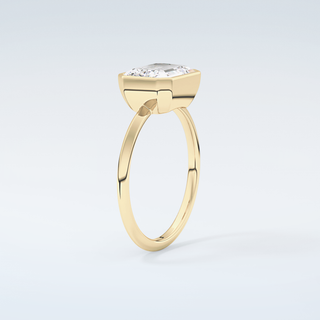 1.5 CT East West Emerald Cut Bezel Style Moissanite Engagement Ring 6