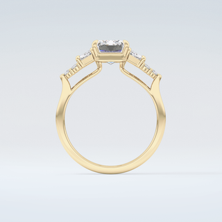 2.0 CT  Emerald Cut Cluster Style Moissanite Engagement Ring 2