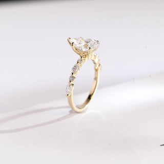 Stunning 1.0 - 2.0 CT Pear Moissanite Engagement Ring with Half Pave Design 7