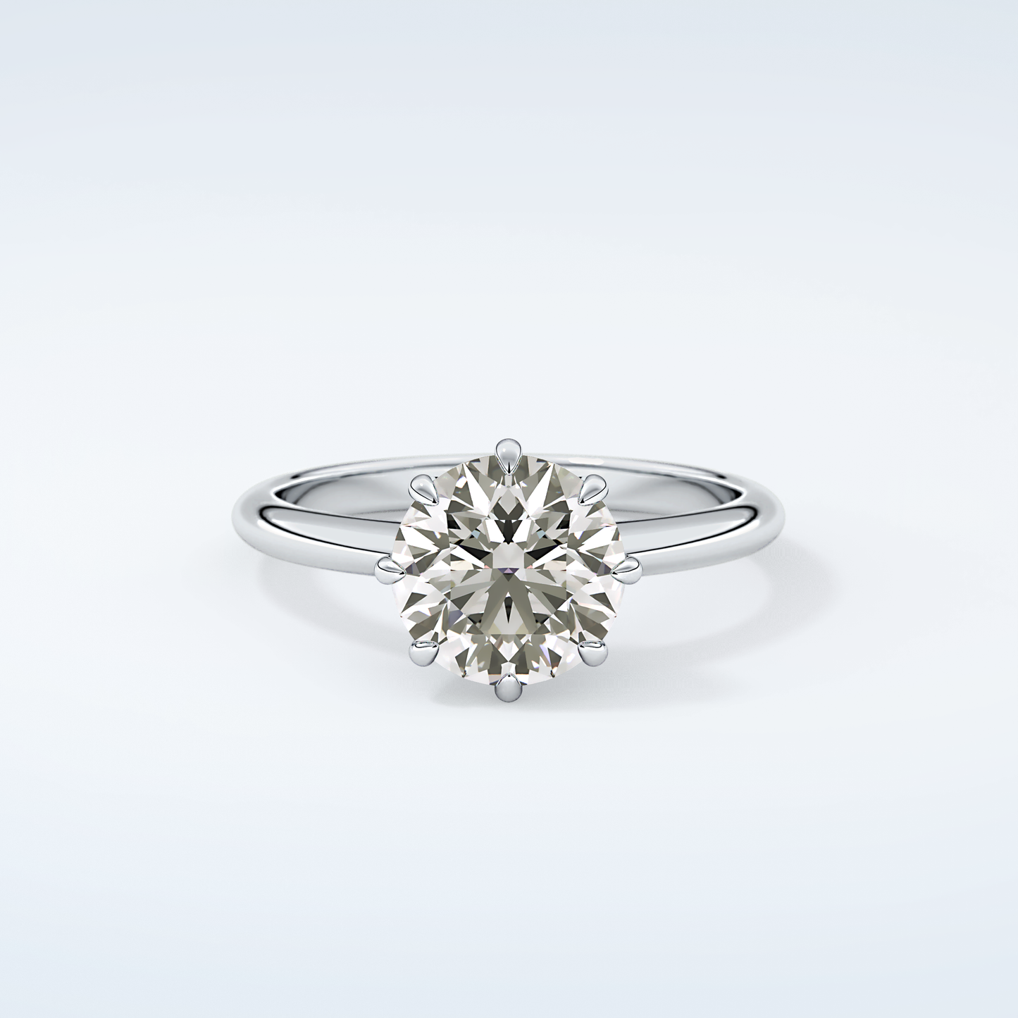 2.0 CT Round Cut Solitaire Moissanite Engagement Ring