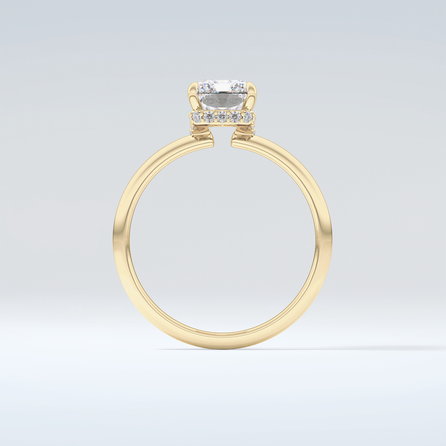 2.0 CT Radiant Cut Hidden Halo Moissanite Engagement Ring