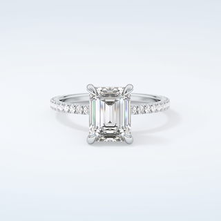 2.0 CT Emerald Cut Pave Moissanite Engagement Ring 13