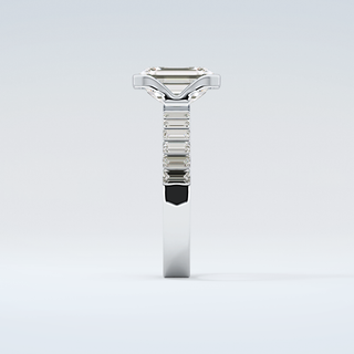 2.0 CT Emerald Cut Half Bezel Moissanite Engagement Ring 17