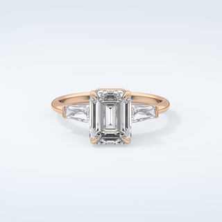 2.0 CT Emerald Cut Three Stone Moissanite Engagement Ring 7