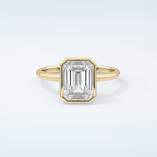 2.0 CT Emerald Cut Bezel Solitaire Moissanite Engagement Ring 1