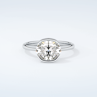 2.0 CT East West Oval Cut Half Bezel Moissanite Engagement Ring 13