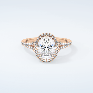 2.0 CT Oval Cut Halo & Pave Split Shank Moissanite Engagement Ring 7