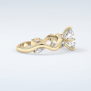1.5 CT  Round Cut Twig Style Moissanite Engagement Ring 4