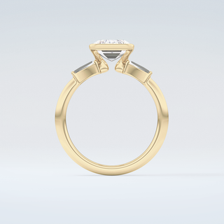 2.0 CT Emerald Cut Half Bezel Three Stone Moissanite Engagement Ring 2