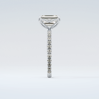 1.75 CT Emerald Cut Pave Moissanite Engagement Ring 17