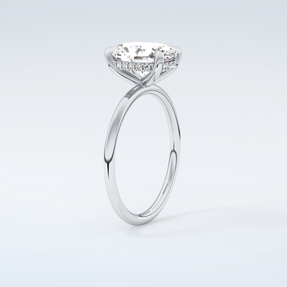 2.0 CT Oval Cut Hidden Halo Moissanite Engagement Ring