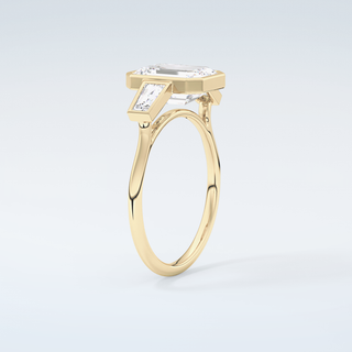 2.0 CT Emerald Cut Three Stone Bezel Moissanite Engagement Ring 6