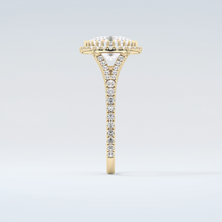 2.0 CT Oval Cut Halo & Pave Split Shank Moissanite Engagement Ring 5