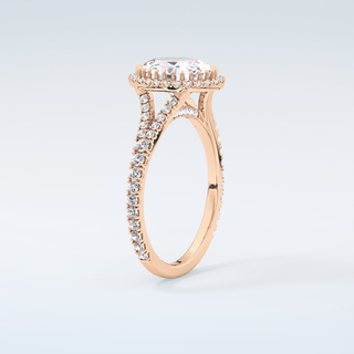 2.0 CT Oval Cut Halo & Pave Split Shank Moissanite Engagement Ring 12