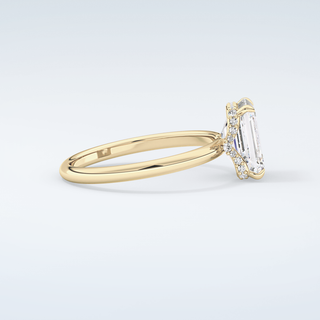 2.0 CT Emerald Cut Hidden Halo Moissanite Engagement Ring 4