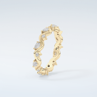 0.56 TCW Round & Pear Shaped Moissanite Wedding Band 6