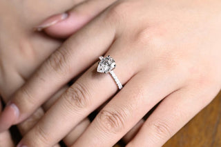 Stunning 1.0 - 2.0 CT Pear Moissanite Engagement Ring with Pave Design 4