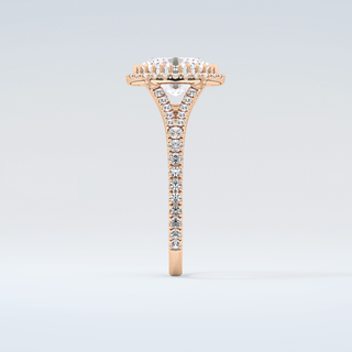 2.0 CT Oval Cut Halo & Pave Split Shank Moissanite Engagement Ring 11