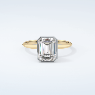 2.0 CT Emerald Cut Bezel Solitaire Moissanite Engagement Ring 1
