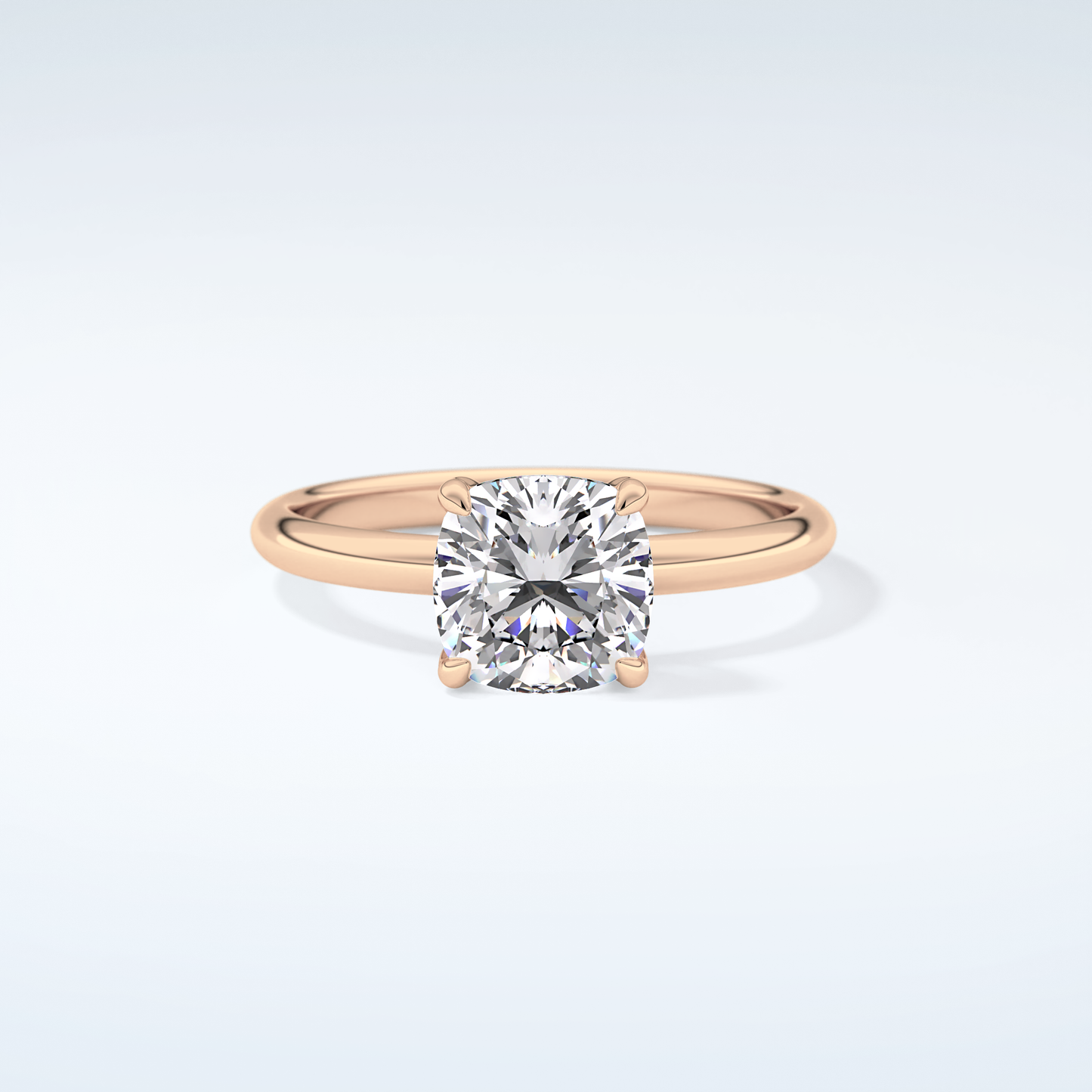 2.0 CT Cushion Cut Solitaire Moissanite Engagement Ring