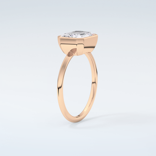 1.5 CT East West Emerald Cut Bezel Style Moissanite Engagement Ring 12