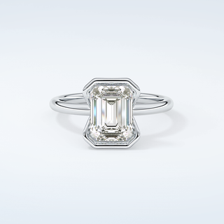 2.0 CT Emerald Cut Half Bezel Moissanite Engagement Ring 13