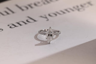 Stunning 1.0 - 2.0 CT Marquise Moissanite Engagement Ring with Pave Design 1