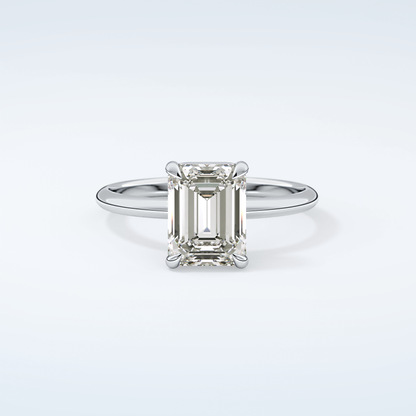 2.0 CT Emerald Cut Solitaire Moissanite Engagement Ring