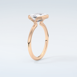 2.0 CT Emerald Cut Half Bezel Moissanite Engagement Ring 12