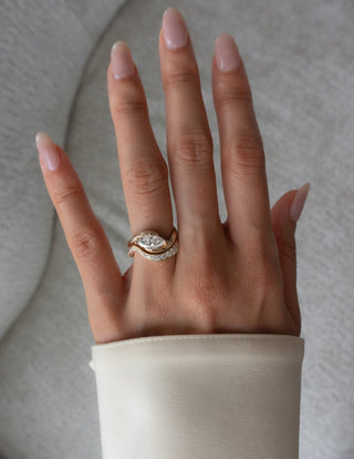 1 CT Marquise Cut Solitaire Lab Grown Diamond Ring With Wrap Bold Pave Band