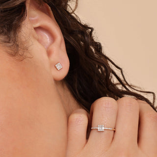 1.0 CT Round Bezel Solitaire Lab Grown Diamond Earrings