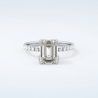 1.75 CT Emerald Cut Pave Moissanite Engagement Ring 13