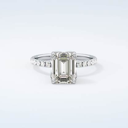 1.75 CT Emerald Cut Pave Moissanite Engagement Ring