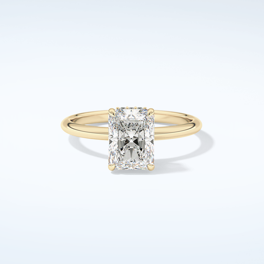 2.0 CT Radiant Cut Hidden Halo Moissanite Engagement Ring