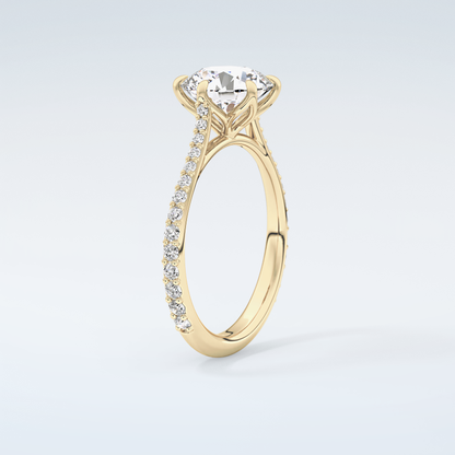 2.0 CT Round Cut Pave Style Moissanite Engagement Ring