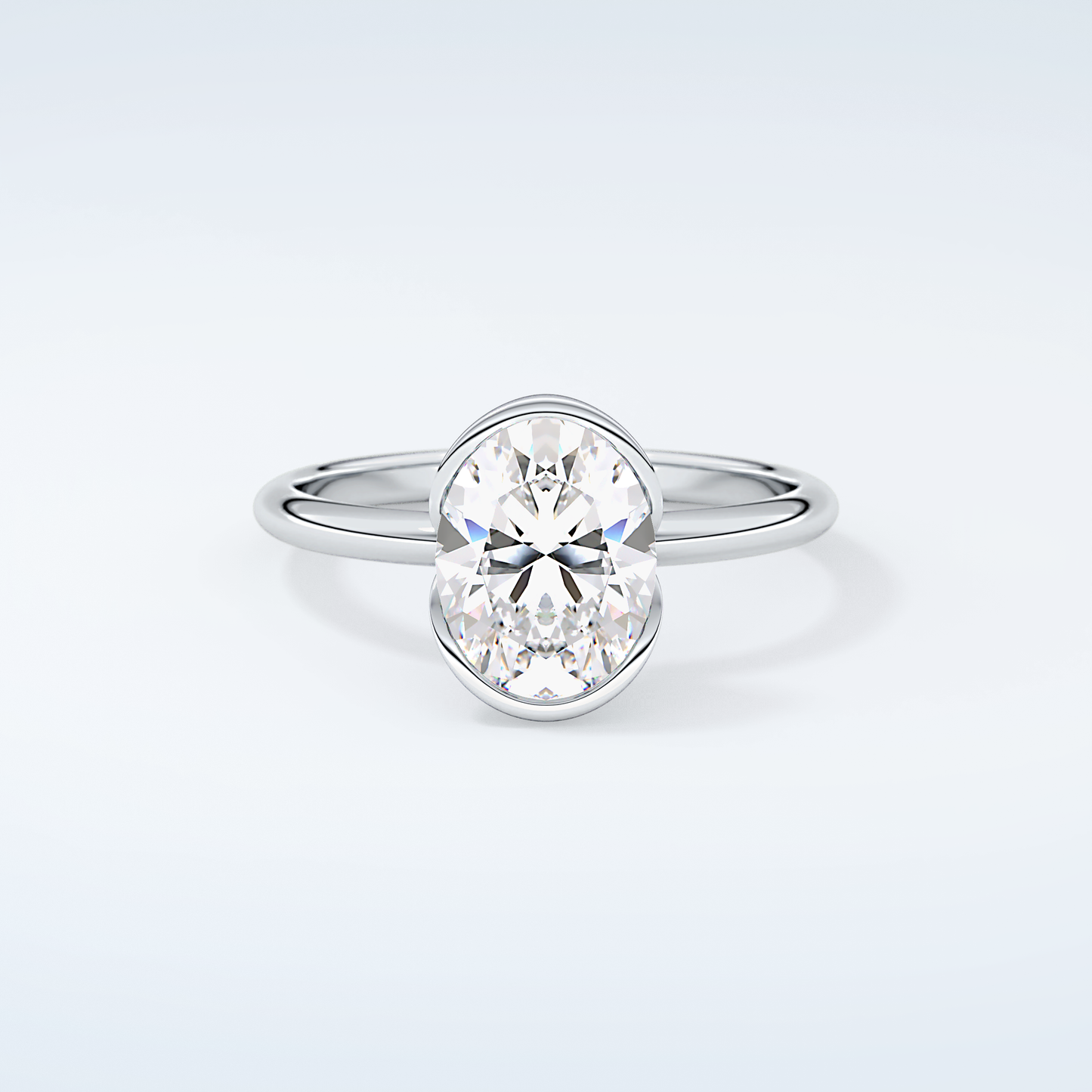 2.0 CT Oval Cut Solitaire Style Moissanite Engagement Ring