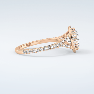 2.0 CT Round Cut Halo & Pave Split Shank Moissanite Engagement Ring 10