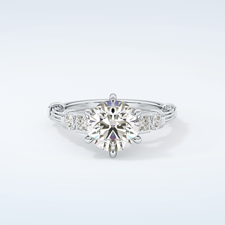 2.0 CT Round Cut Cluster Style Moissanite Engagement Ring 13