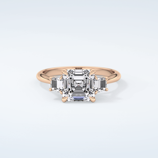 2.0 CT Asscher Cut Three Stone Moissanite Engagement Ring 7
