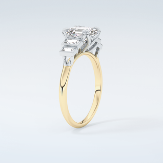 1.0 CT Asscher Cut Cluster Style Moissanite Engagement Ring 6