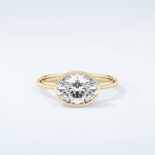 1.25 CT East West Oval Cut Bezel Style Moissanite Engagement Ring 1