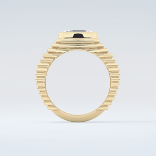 1.5 CT Emerald Cut Solitaire Bezel Moissanite Engagement Ring 2