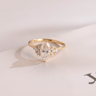 Stunning 1.0 - 2.0 CT Marquise Moissanite Engagement Ring with Cluster Design 1
