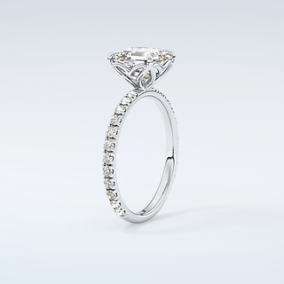 1.5 CT Asscher Cut Pave Moissanite Engagement Ring 18