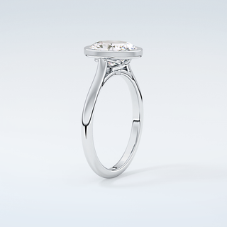 2.0 CT Oval Cut Solitaire Bezel Moissanite Engagement Ring 18