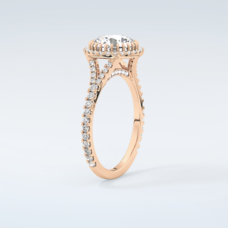 2.0 CT Round Cut Halo & Pave Split Shank Moissanite Engagement Ring 12