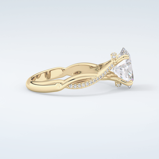 2.0 CT Oval Cut Hidden Halo Twisted Shank Moissanite Engagement Ring 4