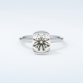 2.0 CT Round Cut Half Bezel Moissanite Engagement Ring 13