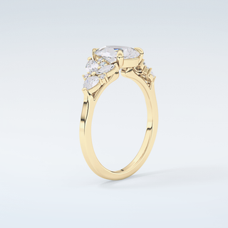 2.0 CT  Pear Cut Cluster Moissanite Engagement Ring 6