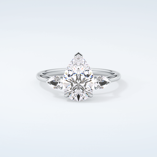 2.0 CT Pear Cut Three Stone Moissanite Engagement Ring 13